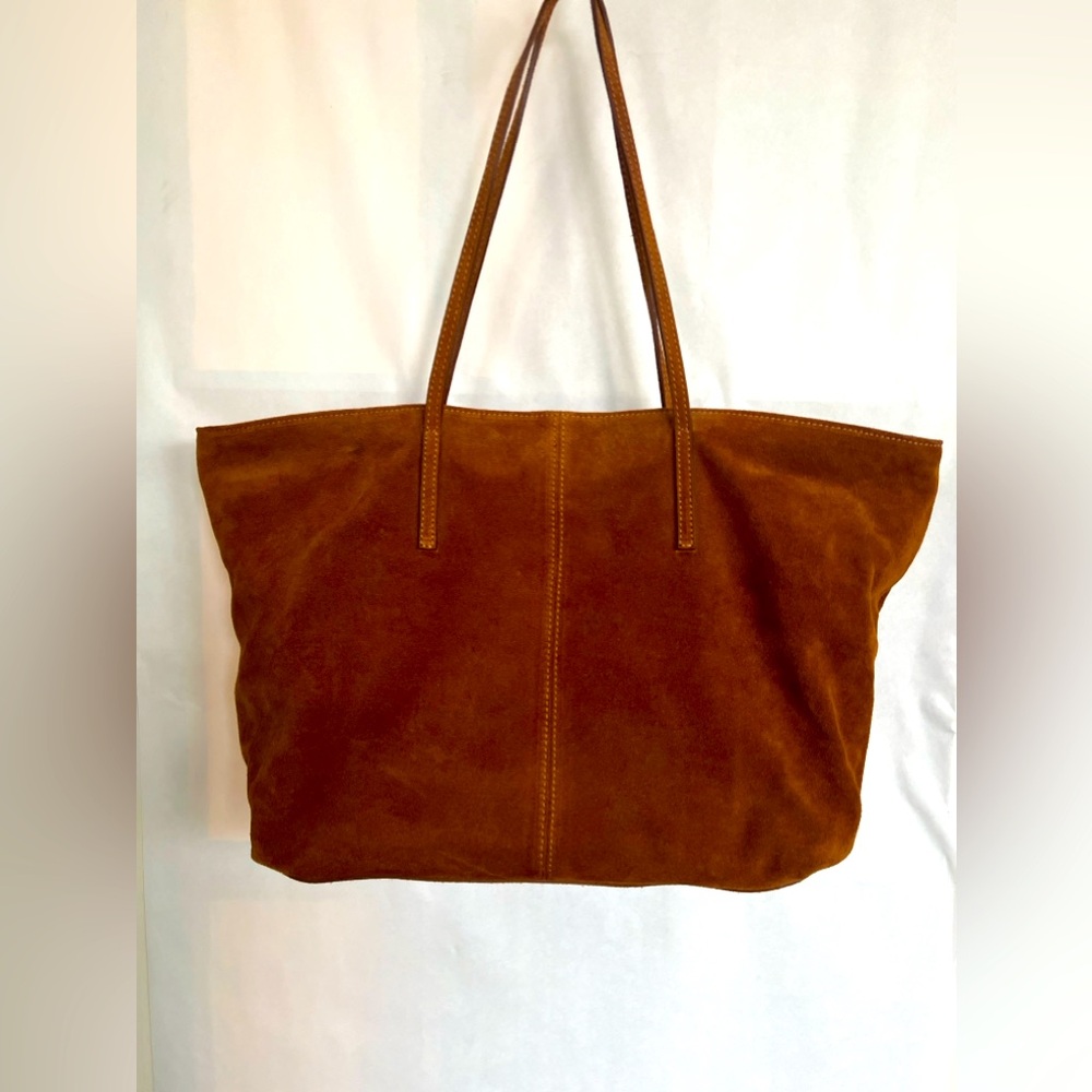 Garnet Hill Brown Suede Tote Bag